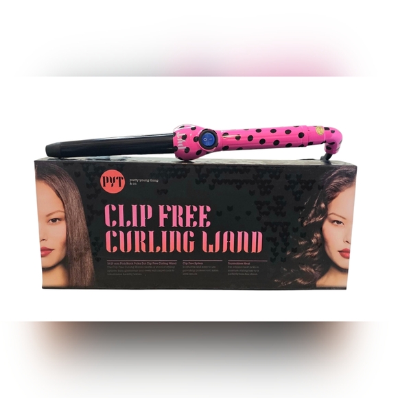 Curling Wand 18-25mm Clip-free Pink Black Polka Dot. PYT16